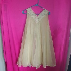 Vintage pale yellow chiffon night gown